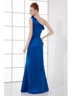 Satin Asymmetrical Sheath Floor Length Prom Dress