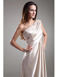 Silk Asymmetrical Floor Length A-line Embroidered Prom Dress