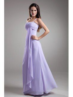Chiffon One-Shoulder Floor Length A-line Embroidered Prom Dress