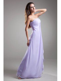 Chiffon One-Shoulder Floor Length A-line Embroidered Prom Dress