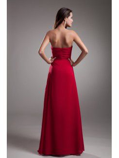 Chiffon Strapless Floor Length Empire Line Embroidered Prom Dress