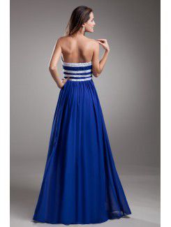 Chiffon Strapless Floor Length Corset Embroidered Prom Dress