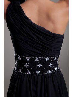 Chiffon Asymmetrical Floor Length A-line Embroidered Prom Dress