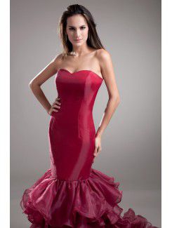 Organza Sweetheart Sweep Train Mermaid Prom Dress