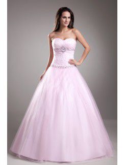 Net Sweetheart Floor Length A-line Embroidered Prom Dress