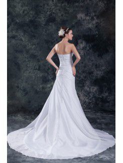 Taffeta Sweetheart Sweep Train Sheath Embroidered Wedding Dress with Jacket