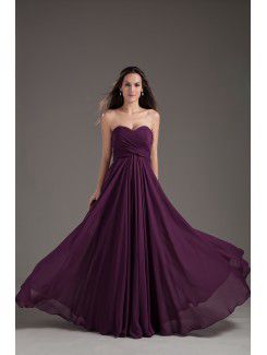 Chiffon Sweetheart Column Purple Floor Length Crisscross Ruched Prom Dress