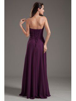 Chiffon Sweetheart Column Purple Floor Length Crisscross Ruched Prom Dress