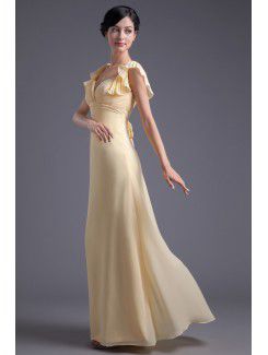 Chiffon Sweetheart Sheath Floor Length Cap Sleeves Prom Dress