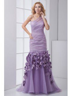 Organza Strapless Sheath Floor Length Bow Prom Dress