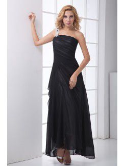 Chiffon Strapless Sheath Ankle-Length Sequins Prom Dress