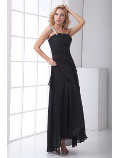 Chiffon Strapless Sheath Ankle-Length Sequins Prom Dress