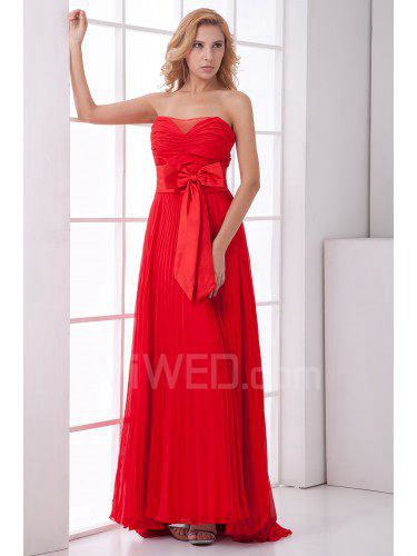 Chiffon Sweetheart Column Floor Length Sash and Bow Prom Dress