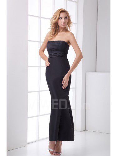 Satin Strapless Sheath Ankle-Length Prom Dress