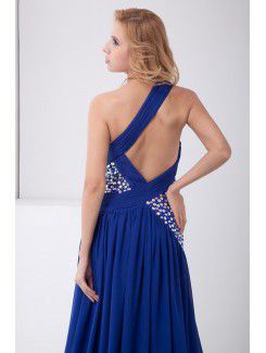 Chiffon One-Shoulder A-line Floor Length Sequins Prom Dress