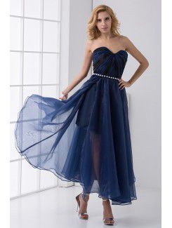Chiffon Sweetheart Column Ankle-Length Sequins Prom Dress