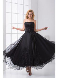 Organza Sweetheart Column Ankle-Length Embroidered Prom Dress