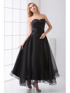 Organza Sweetheart Column Ankle-Length Embroidered Prom Dress