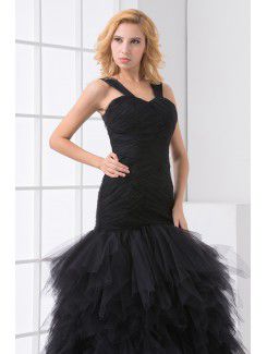 Net Sweetheart Sheath Floor Length Crisscross Ruched Prom Dress