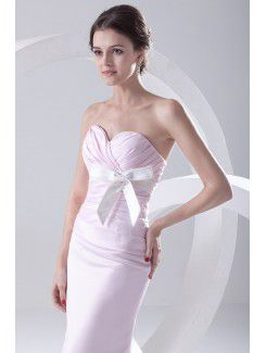 Satin Sweetheart Sheath Ankle-Length Crisscross Ruched Prom Dress