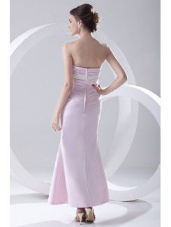 Satin Sweetheart Sheath Ankle-Length Crisscross Ruched Prom Dress