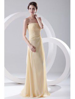 Chiffon Strapless Column Floor Length Prom Dress