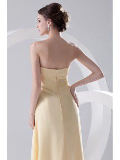 Chiffon Strapless Column Floor Length Prom Dress