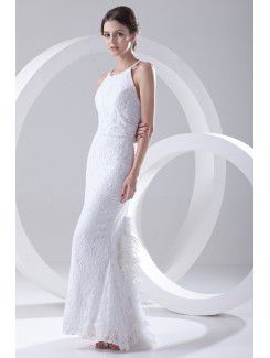 Lace Jewel Sheath Floor Length Feather Prom Dress