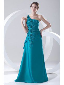 Taffeta Asymmetrical A-line Floor Length Embroidered Prom Dress