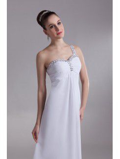 Chiffon Straps Ankle-Length Column Embroidered Wedding Dress