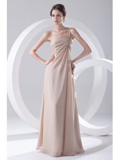 Chiffon One-Shoulder Column Floor Length Prom Dress