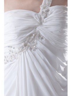Chiffon One-Shoulder Column Floor-Length Embroidered Prom Dress
