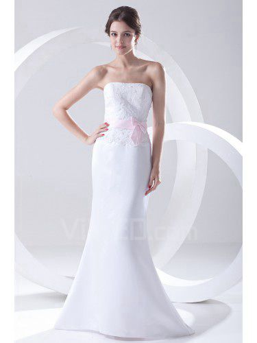 Satin Strapless Mermaid Floor-Length Sash Prom Dress