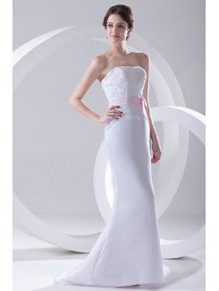 Satin Strapless Mermaid Floor-Length Sash Prom Dress
