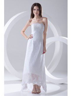 Lace Strapless Column Ankle-Length Prom Dress