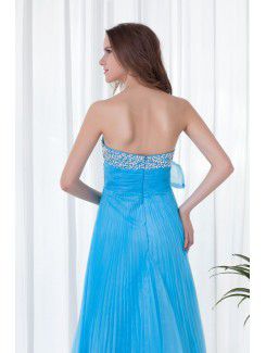 Organza Strapless Empire line Floor-Length Embroidered Prom Dress