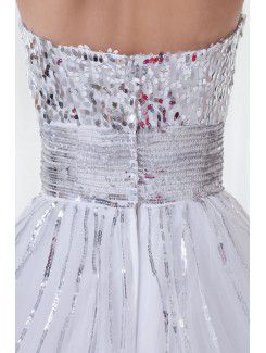 Organza Sweetheart A-line Floor-Length Sequins Prom Dress