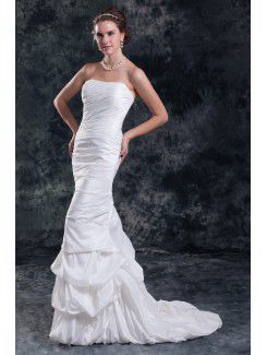 Taffeta Strapless Sweep Train Column Wedding Dress