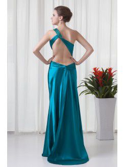 Satin Asymmetrical Column Floor-Length Sequins Prom Dress