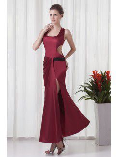 Satin Square Sheath Ankle-Length Prom Dress