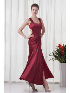 Satin Square Sheath Ankle-Length Prom Dress