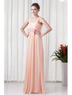 Chiffon Square Column Floor-Length Sequins Prom Dress