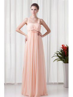 Chiffon Square Column Floor-Length Sequins Prom Dress