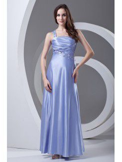Satin Straps Column Floor Length Sequins Prom Dress