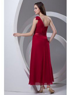 Chiffon Asymmetrical A-line Ankle-Length Sash Prom Dress