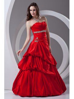 Satin Scoop A-line Floor Length Embroidered Prom Dress