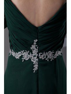 Chiffon Straps A-line Sweep Train Embroidered Prom Dress