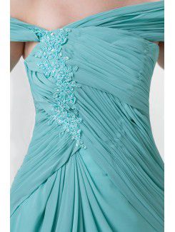 Chiffon Off-the-Shoulder Column Floor Length Embroidered Prom Dress
