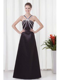 Satin Straps A-line Floor Length Prom Dress