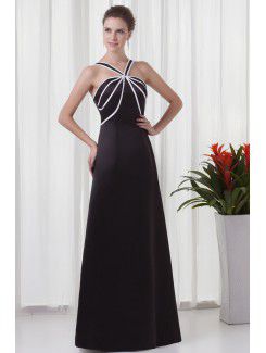 Satin Straps A-line Floor Length Prom Dress